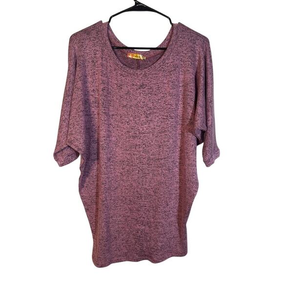 Always Tops - Always Heathered Dark Pink Batwing Sleeve Tunic Blouse Women Sz M